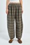 Plaid Patterned Elastic Waist Pants - 6