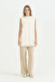 Chiffon Front Sleeveless Combed Cotton Undergarment - Ecru