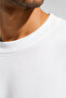 Unisex Du Noir Printed Oversize 100% Cotton Wide Cut Textured Crew Neck White T-Shirt - 6