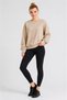 Women's Crew Neck Comfortable Wool Two-Thread Beige Sweatshirt - 2