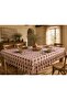 Buldan Linen Tasseled Ruffled Bohemian Tablecloth – Natural-Burgundy - 2