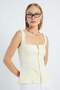 Zippered Thick Strap Peplum Blouse - 4
