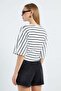 Striped Blouse with Draped Sides - 8