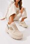Women's Glittery, 6 cm Raised Sole, Lace-Up, Casual Sneakers - 2