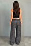 Black Elastic Waist Wide Leg Plaid Trousers Mg2658 - 6