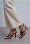 Taran Brown Satin Open Toe Buckle Detailed Caged Women's Heeled Shoes - 7