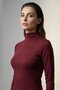 Women's High-Neck Slim Premium Burgundy Long Sleeve Blouse