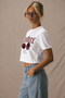 Women's Cherry Printed Crop T-Shirt Relax Fit Crew Neck 100% Cotton Single Jersey Short Sleeve T-Shirt - 2