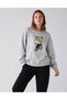 Women's Tiger Drawing Model Graphic Design Printed Comfortable Fit Crew Neck Gray Sweatshirt - 2
