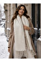 Ecru Glittery Soft Textured Tasseled Winter Shawl Sal1330 - 3