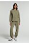 Regular Fit Round Neck Plain Women's Green Sweatshirt - 3
