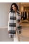 Gray Plaid Patterned Soft Textured Tasseled Winter Shawl Sal1332 - 2