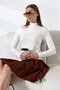 Women's High-Neck Slim Premium Ecru Long Sleeve Blouse - 3