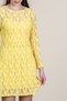 Women's Summer Yellow Tulle Lace Detailed Long Sleeve Mini Dress 50380 - 2