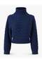 Turtleneck Straw Knit Crop Sweater - 5