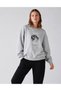 Women's the Moon Special Design Printed Comfortable Fit Crew Neck Gray Sweatshirt - 2
