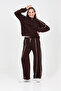 Girl's Half Zipper+Double Face Fabric Top and Bottom Set 6-15 Years 12761Blt - 4