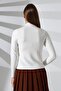 Women's High-Neck Slim Premium Ecru Long Sleeve Blouse - 2