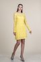 Women's Summer Yellow Tulle Lace Detailed Long Sleeve Mini Dress 50380
