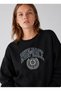 Women's Run the Race Printed Comfortable Fit Crew Neck Black Sweatshirt - 3