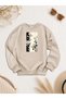 Women's Flowers Vertical Special Design Printed Comfortable Fit Crew Neck Beige Sweatshirt