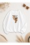 Women's Shadow Leopard Tiger Printed Comfortable Fit Crew Neck White Sweatshirt