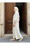 Women's Hijab Dress with Adjustable Sleeves and Pocket Detail, Buttoned Throughout, Long Shirt Dress - 2