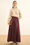 Pleated Linen Skirt Burgundy - 3