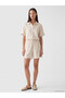 Lcw Everyday Beige Elastic Waist Linen Look Women's Shorts