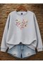 Women's Heart Butterfly Graphic Design Printed Comfortable Fit Crew Neck Gray Sweatshirt