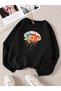Floral Umbrella Printed Special Design Black Sweatshirt