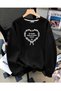 Women's Heart Chain Printed Comfortable Fit Crew Neck Black Sweatshirt