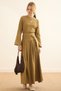 Pleated Linen Skirt Khaki - 5