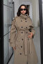Women's Belted Apolet Collar Water-Repellent Fabric Long Trench Khaki - 3