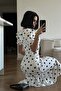 Women's Zr Model Polka Dot Balloon Sleeve Dress White - 5