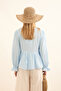 Beli Gathered Muslin Blouse Blue - 4