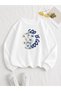 Good Is Papatya Printed Crew Neck Comfortable Fit White Sweatshirt - 2