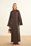 Drawstring Linen Dress Brown - 4