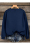 Women's Weekend Teddy Bear Printed Comfortable Fit Cotton Crew Neck Navy Blue Sweatshirt - 2