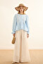 Beli Gathered Muslin Blouse Blue - 6