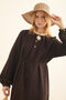 Yakadan Pleated Muslin Dress Brown - 2