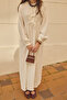 Waist-Tied Ribbed Linen Dress White - 4