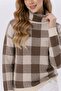 Women's Knitwear Sweater Turtleneck Plaid Pattern Oversized Thick Knit Winter Stylish Sweater - 2