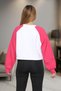 Women's White Raglan Sleeve Cherry Embroidered Crew Neck Oversize 3 Thread Sweatshirt - 8