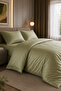 Double Cotton - Satin 210 Tc (83 Thread) Striped Duvet Cover Set Khaki - 3