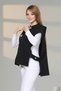 Women's Black Hooded Poncho Model Sweatshirt with Side Snap Detail