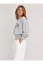 Women's Gray New York Printed Crew Neck Oversize Sweatshirt with Waist Tie - 5