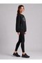 Women's Black Printed Modern Design Black Oversize Sweatshirt with Side Zipper Detail - 4