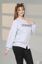 Women's Gray Casual Boat Neck Raglan Sleeve Relaxed Fit Sweatshirt - 4