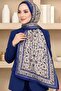 Women's Blue Floral Patterned Soft Shawl